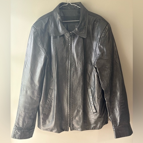 Vintage The Leather Ranch size L, Men's Black Leather Jacket, Made in Canada - Picture 1 of 7